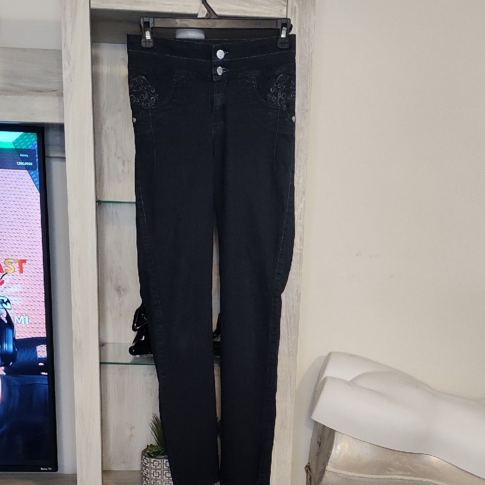 Equilibrium Lift Butt Elegant Black Skinny Colombian Jeans for Women SZ 3